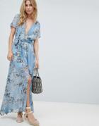Prettylittlething Floral Maxi Dress - Blue