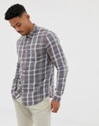 River Island Slim Fit Shirt In Blue Fade Check - Blue