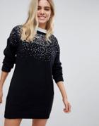 Wild Flower Multi Color Sequin Front Sweater - Black