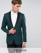 Number Eight Savile Row Skinny Tuxedo Jacket With Satin Lapel - Green