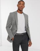 Asos Design Super Skinny Pique Jersey Blazer In Gray-green