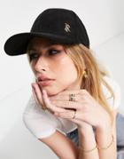 River Island Faux Suede Cap In Black