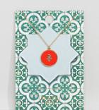 Orelia Gold Plated Enamel Hamsa Hand Necklace - Red
