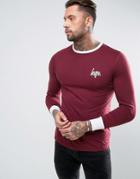 Hype Ringer Long Sleeve T-shirt In Burgundy - Red