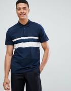 Selected Homme Polo Shirt With Block Stripe Detail - Navy