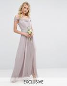 Tfnc Wedding Cold Shoulder Embellished Maxi Dress - Gray
