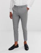 River Island Ultra Skinny Fit Cropped Smart Pants In Black And White Pupstooth