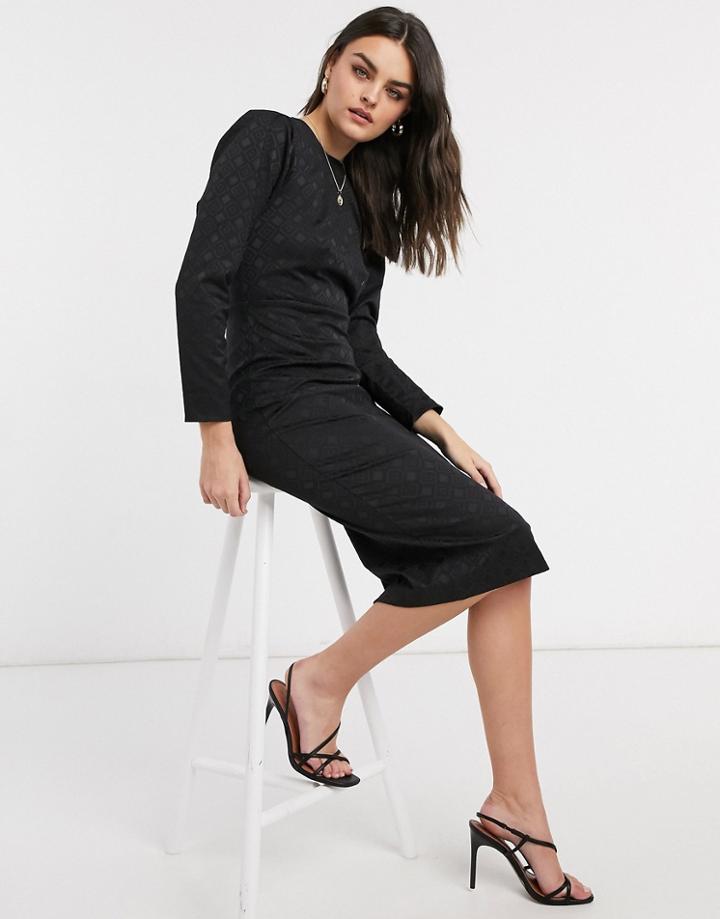 Closet Puff Sleeve Pencil Dress In Black