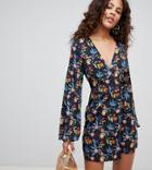 Fashion Union Tall Kimono Wrap Mini Dress-multi