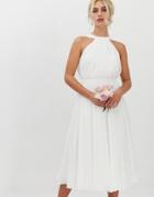 Asos Edition Halter Midi Wedding Dress With V Back - White