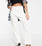 Asos Design Petite High Waisted Slouchy Mom Jeans In Ecru-neutral