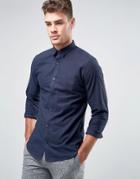Jack & Jones Premium Slim Shirt In Brush Finish - Navy