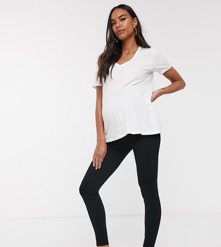 New Look Maternity Ponte Zip Leggings In Black