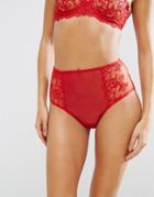 Asos Ellie Delicate Lace High Waist Pant - Red