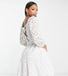 River Island Tall Eyelet Belted Mini Dress In White