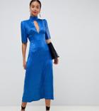 Fashion Union Tall High Neck Midi Dress - Blue