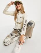 Karl Kani High Neck Zip Front Crop Top In Stretch Cord With Sleeve Logo - Part Of A Set-white