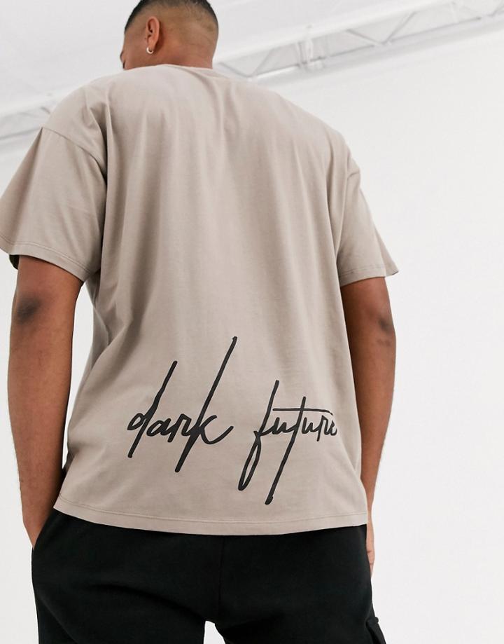 Asos Design Oversized T-shirt With Chest And Back Dark Future Logo