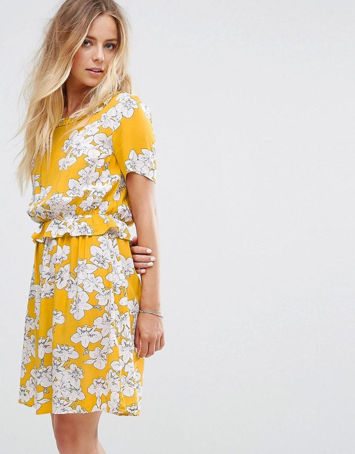 Vila Floral Printed Shift Dress - Black