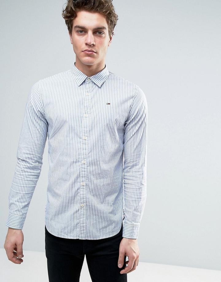Tommy Hilfiger Denim Basic Stripe Slim Fit Shirt - White