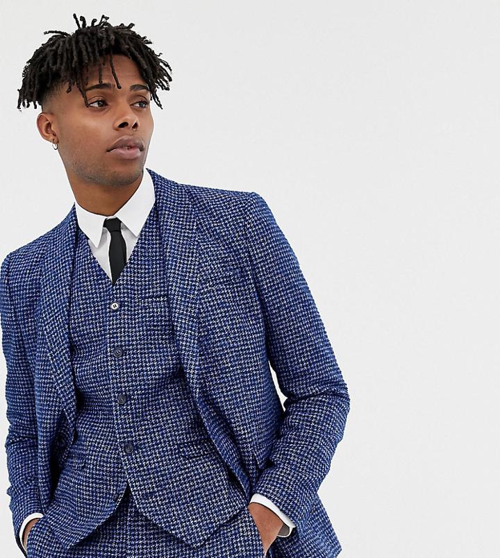 Heart & Dagger Skinny Fit Suit Jacket In Blue Dogstooth