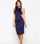 Asos Petite Cutout Strappy Back Bodycon Dress - Navy