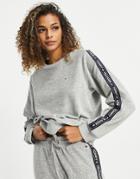Tommy Hilfiger Ribbed Soft Velour Lounge Sweatshirt In Gray Heather-grey