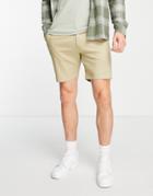 Asos Design Skinny Chino Shorts In Beige-neutral