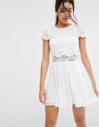Asos Crop Top Lace Mini Dress - White