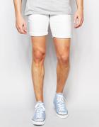 Solid Denim Shorts With Stretch - White