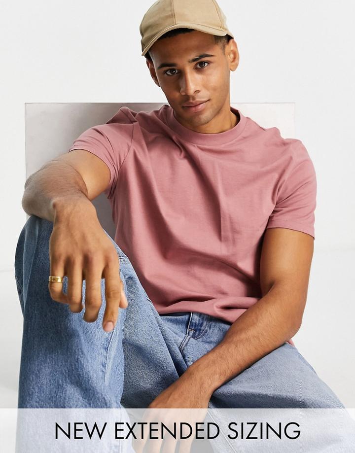 Asos Design Organic Blend T-shirt With Crew Neck In Pink