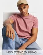 Asos Design Organic Blend T-shirt With Crew Neck In Pink