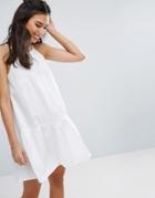 Asos Drop Waist Sundress In Cotton - White