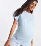 Asos Design Maternity Ultimate Organic Cotton T-shirt With Crew Neck In Blue-blues