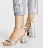Simply Be Extra Wide Fit Roxie Block Heeled Sandals In Silver