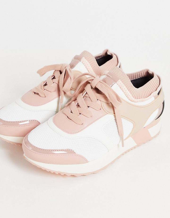 River Island Lace Up Sneakers In Pink