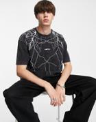 Good For Nothing Oversized T-shirt In Black Acid Wash With Lightning Print - Part Of A Set