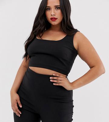 Vesper Curve Square Neck Crop Top Two-piece In Black - Black