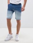 11 Degrees Super Skinny Shorts Blue With Fade - Blue