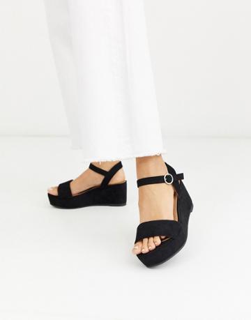 Asos Design Tallie Flatform Sandals In Black