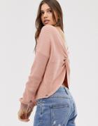 Hollister Reversable Knit Sweater In Blush-pink