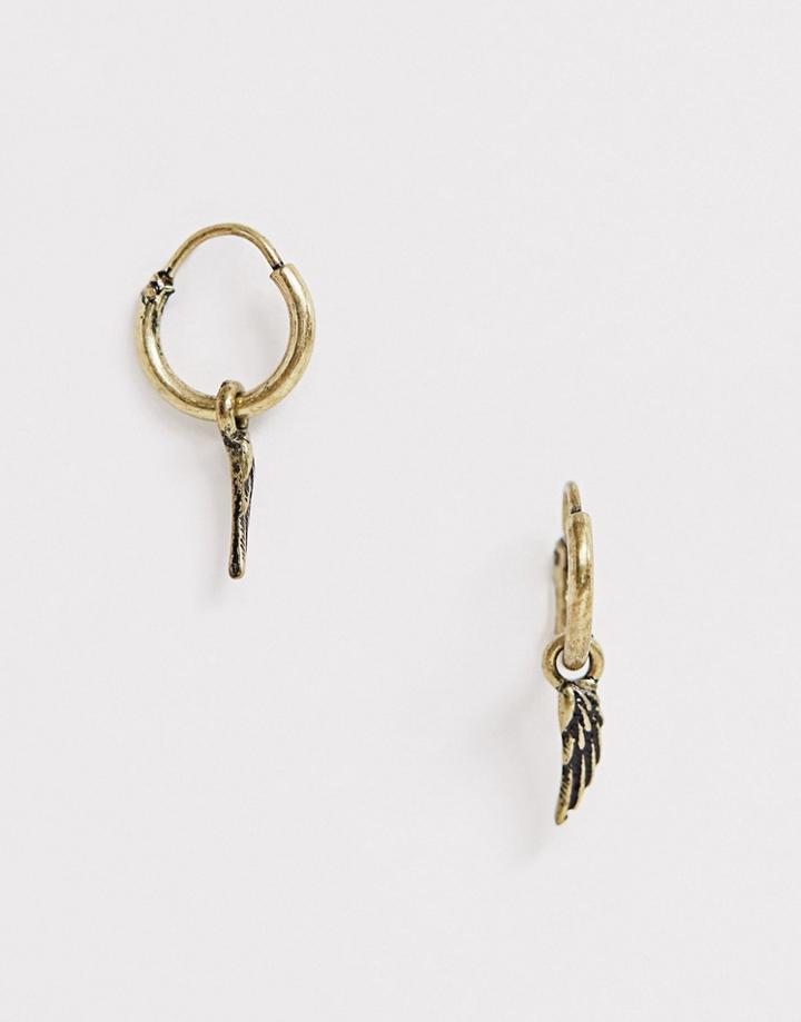 Icon Brand Wing Hoop Earrings In Gold - Gold