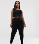 Fashionkilla Plus Ruched Leggings In Black - Black