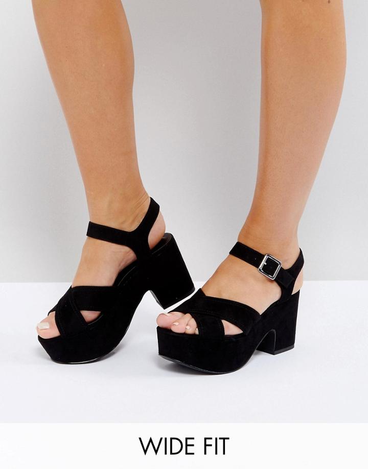 New Look Wide Fit Platform Chunky Sandal - Black