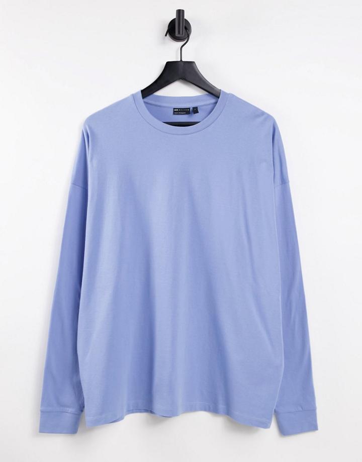 Asos Design Organic Blend Oversized Long Sleeve T-shirt In Blue-blues