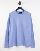 Asos Design Organic Blend Oversized Long Sleeve T-shirt In Blue-blues