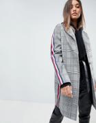 Asos Slim Coat In Mono Check With Sports Trim - Multi