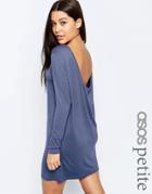 Asos Petite Easy Dress With Cowl Back - Dirty Blue