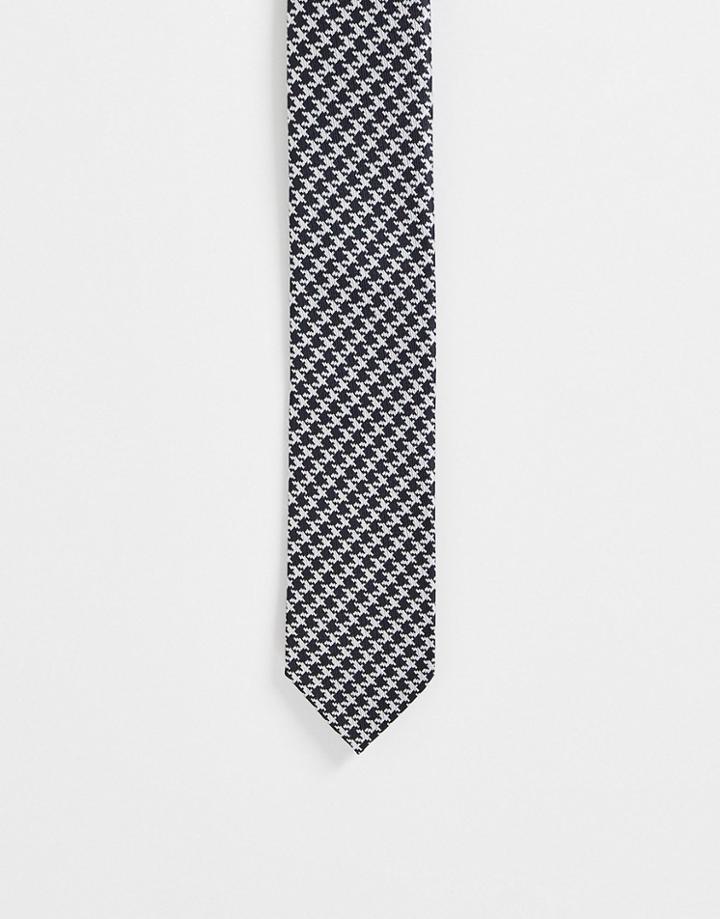 Gianni Feraud Houndstooth Print Tie In Black And White