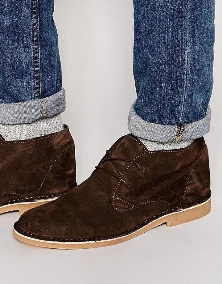 Selected Homme Royce Suede Desert Boots - Brown